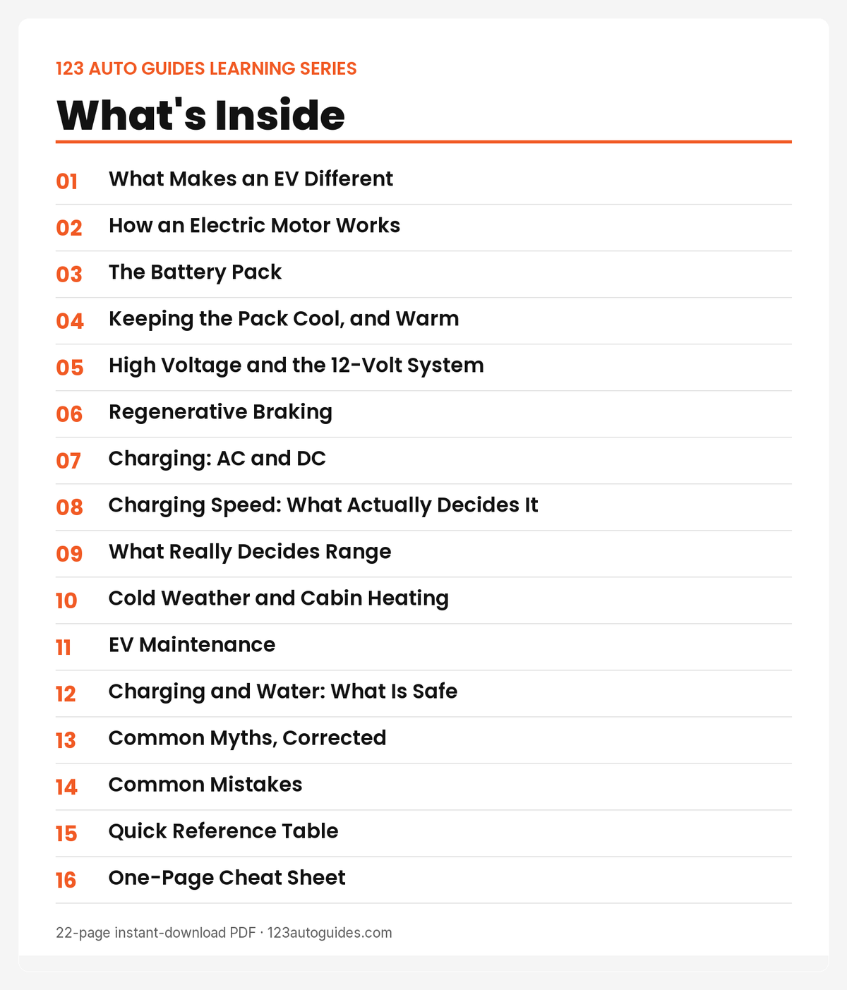 What's inside EV Fundamentals Explained – 16 chapters