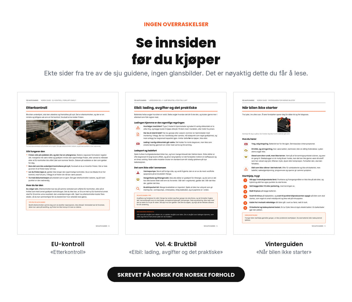 Se innsiden før du kjøper: tre ekte sider fra EU-kontroll, Vol. 4 (Bruktbil) og Vinterguiden.
