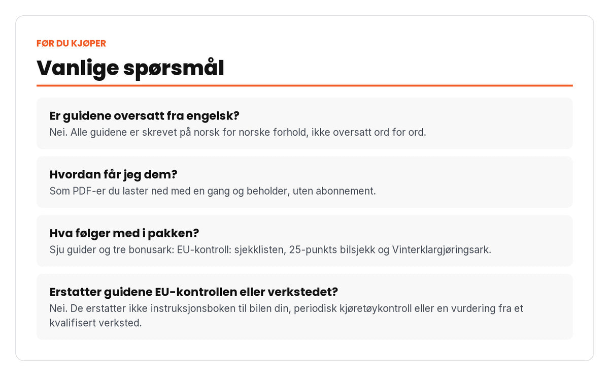 Vanlige spørsmål om Komplett Bilpakke.