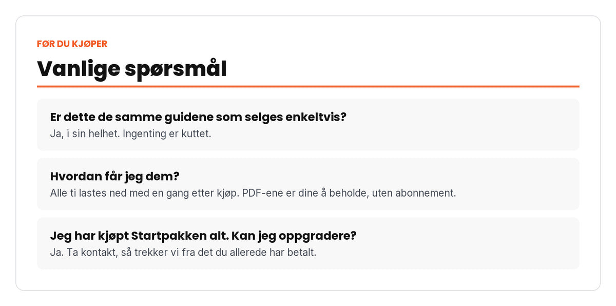 Vanlige spørsmål om Komplett pakke.